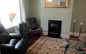 Living room before house fluffing.