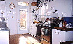 clutter distracts from the kitchen's features