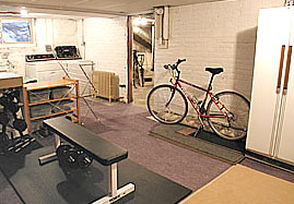living room after decluttering basement after house staging